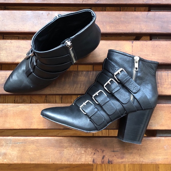 Rebecca Minkoff Aubrey Black Buckle Booties - Picture 3 of 9